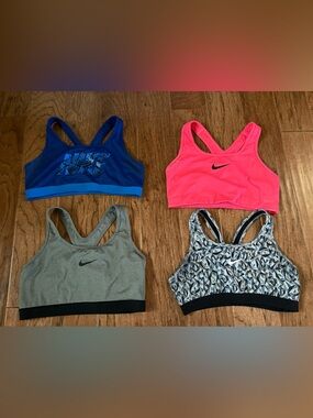 Lot Of 4 Nike Dri-Fit Racerback Sports Bras Swoosh Logos Size Large